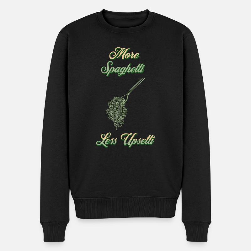 More Spaghetti Upsetti Koch Print Green - Männer Premium Bio Pullover - Schwarz
