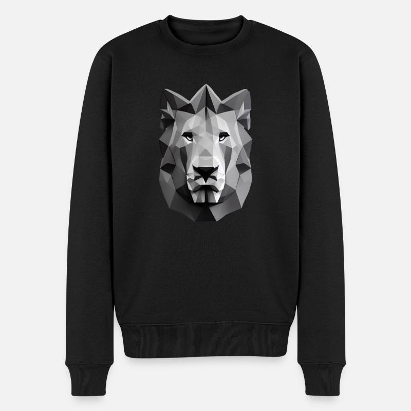 Polygon Design Löwe Tierkopf - Männer Premium Bio Pullover - Schwarz
