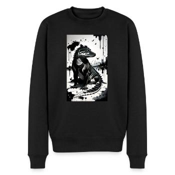 Krokodil Kunst - Männer Premium Bio Pullover - Schwarz - Vorne - Nico (187cm)