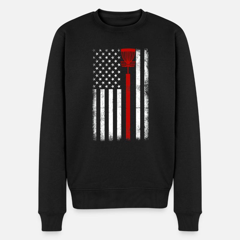 Scheibengolf Scheibengolfer American Falg Patriot - Männer Premium Bio Pullover - Schwarz