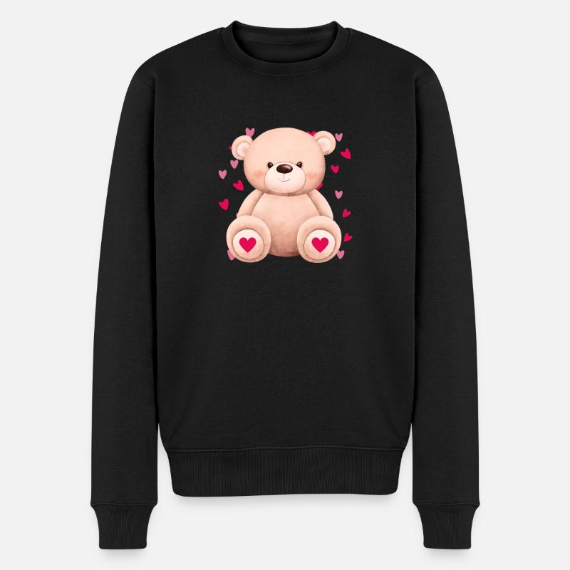 Herziger Kuschelbär - Männer Premium Bio Pullover - Schwarz