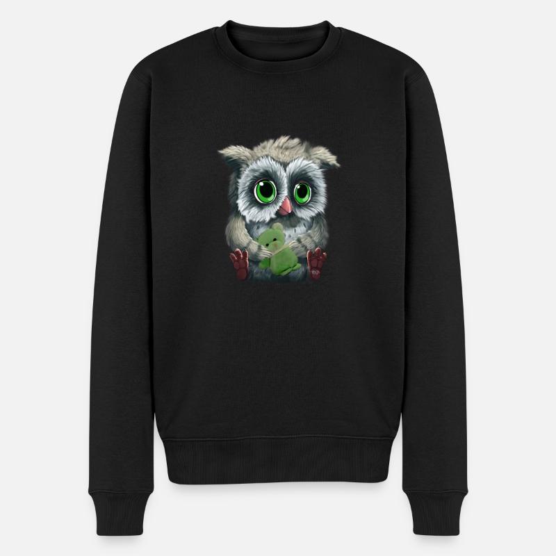 Owl - Männer Premium Bio Pullover - Schwarz