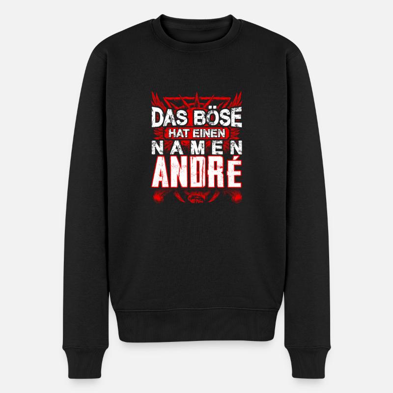 ANDRÉ - Name - Männer Premium Bio Pullover - Schwarz