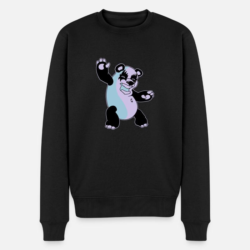 Panda Kiss - Männer Premium Bio Pullover - Schwarz