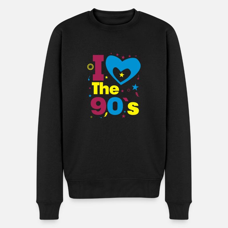 i love 90 - Männer Premium Bio Pullover - Schwarz