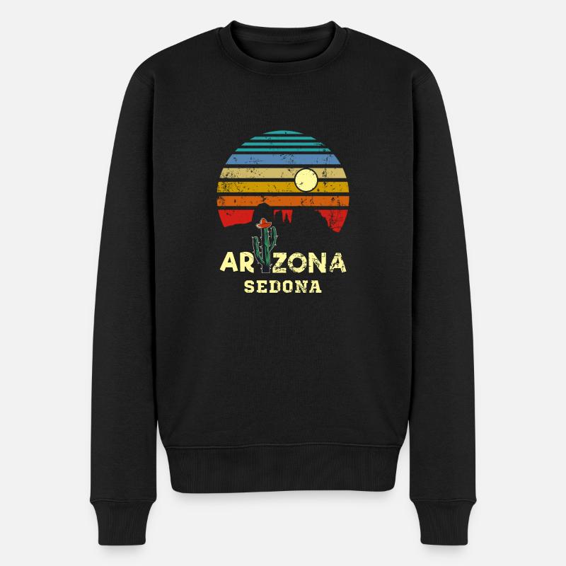 Sedona Arizona Vintage Sunset - Männer Premium Bio Pullover - Schwarz