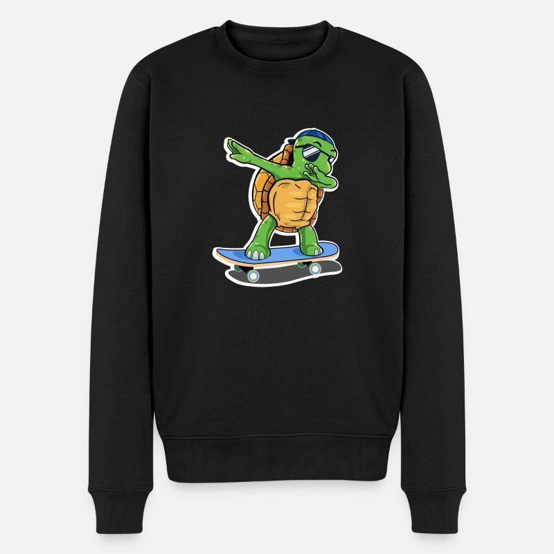 schildkröte skating meeresschildkröte skateboard - Männer Premium Bio Pullover - Schwarz