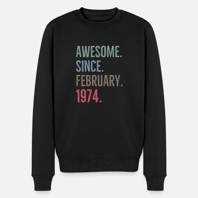 Awesome Seit Februar 1974 - Männer Premium Bio Pullover - Schwarz