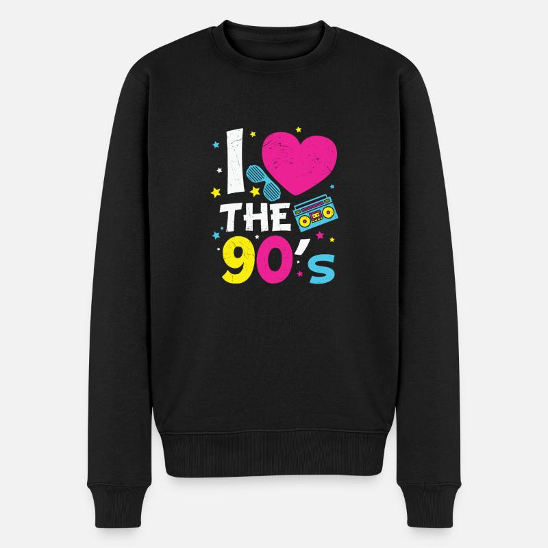 90er Jahre Neunziger Mottoparty Retro - Männer Premium Bio Pullover - Schwarz