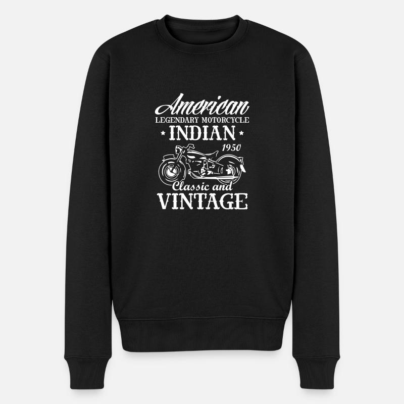 Retro Vintage American Motorcycle Indian - Männer Premium Bio Pullover - Schwarz