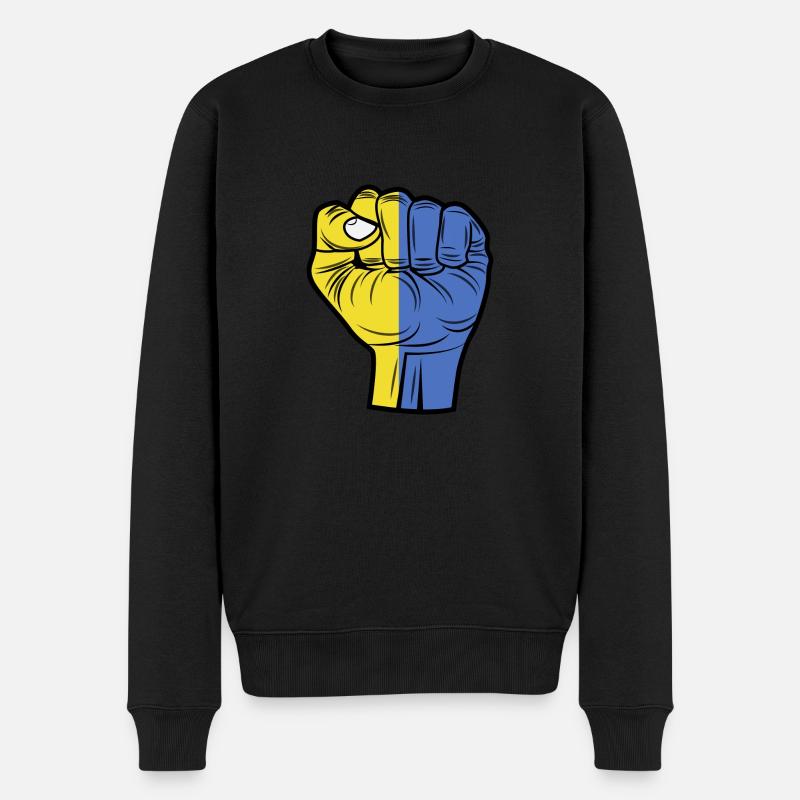 Flagge Ukraine - Ich unterstütze die Ukraine - Männer Premium Bio Pullover - Schwarz