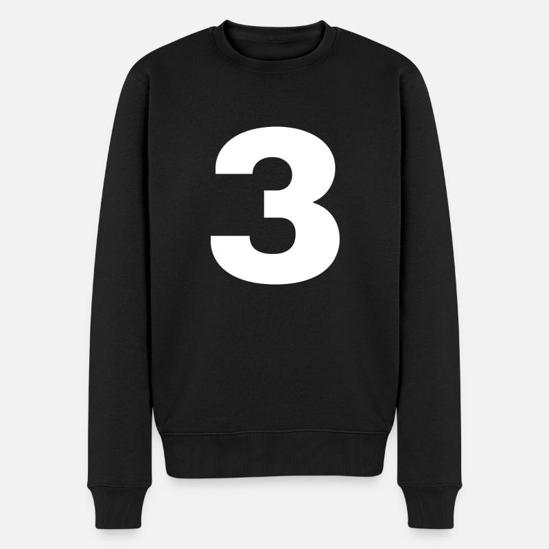 Zahl 3 Tshirt - Männer Premium Bio Pullover - Schwarz