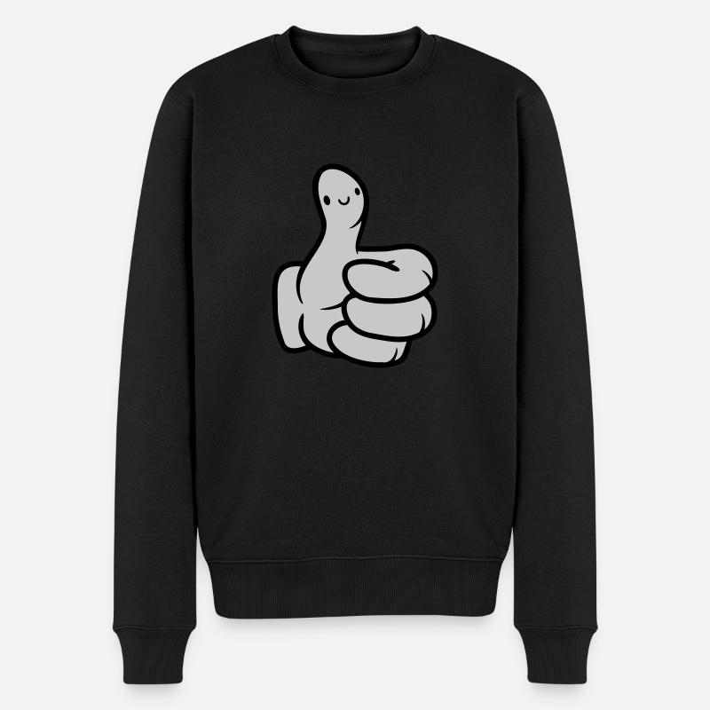 Gesicht Comic Hand Daumen - Männer Premium Bio Pullover - Schwarz