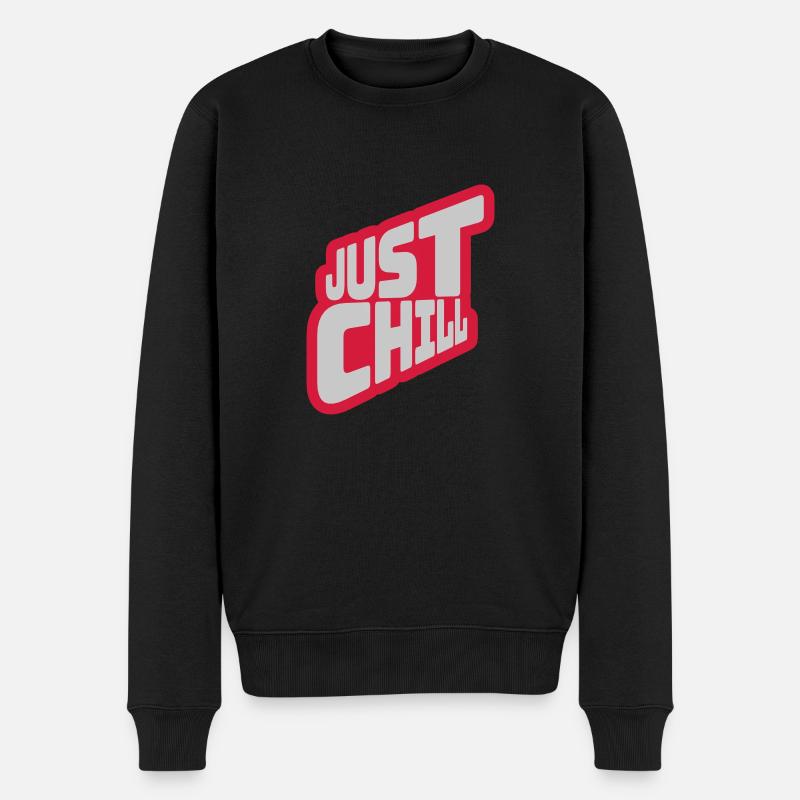 Just Chill Text Logo - Männer Premium Bio Pullover - Schwarz