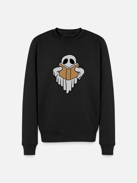 Book-reading funny ghost - Men's Premium Organic Jumper - black