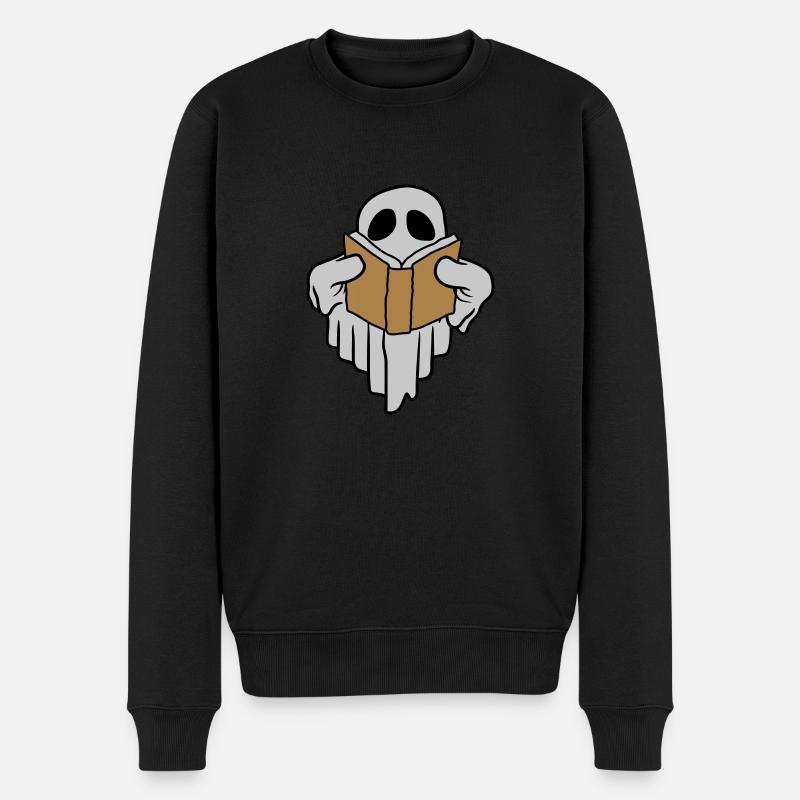 Buch lesender lustiger Geist - Männer Premium Bio Pullover - Schwarz
