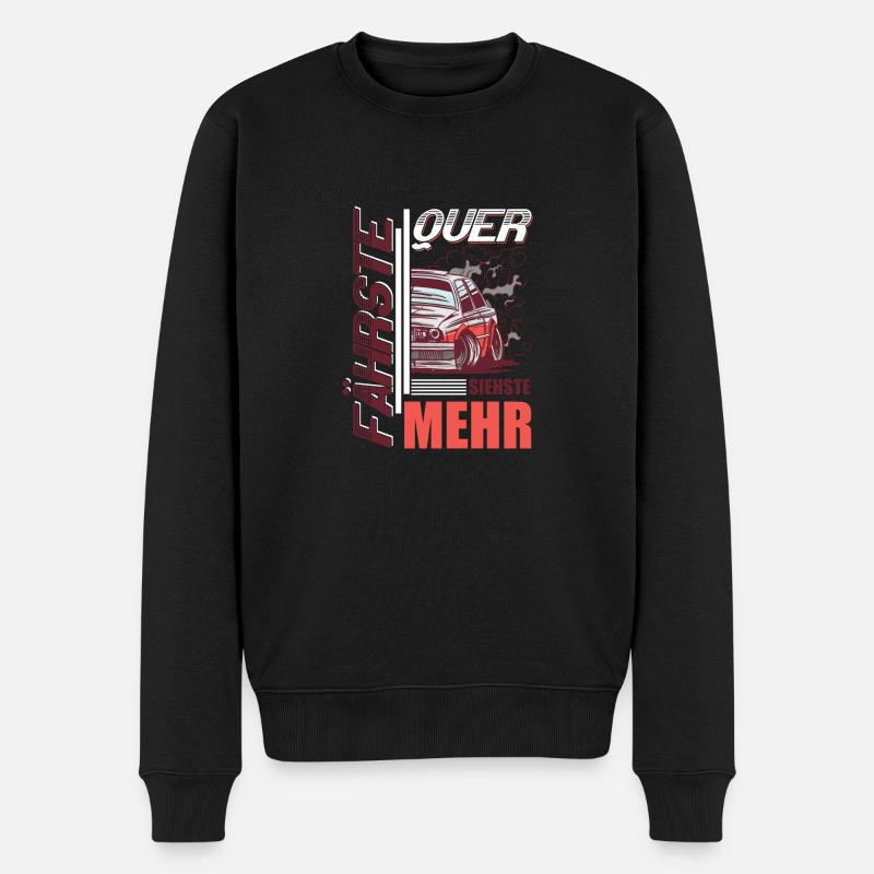 Fährste Quer siehste Mehr - Männer Premium Bio Pullover - Schwarz