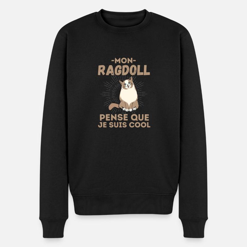 Chat RAGDOLL - Pull Premium bio Homme - noir