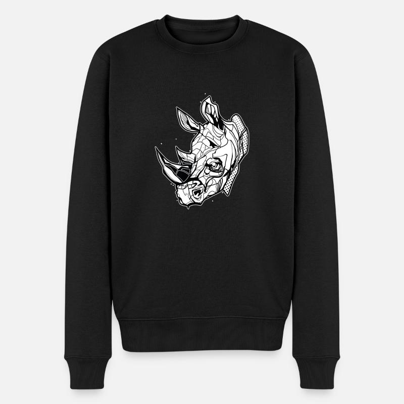 Nashorn // Ilustration // Dickhäuter - Männer Premium Bio Pullover - Schwarz