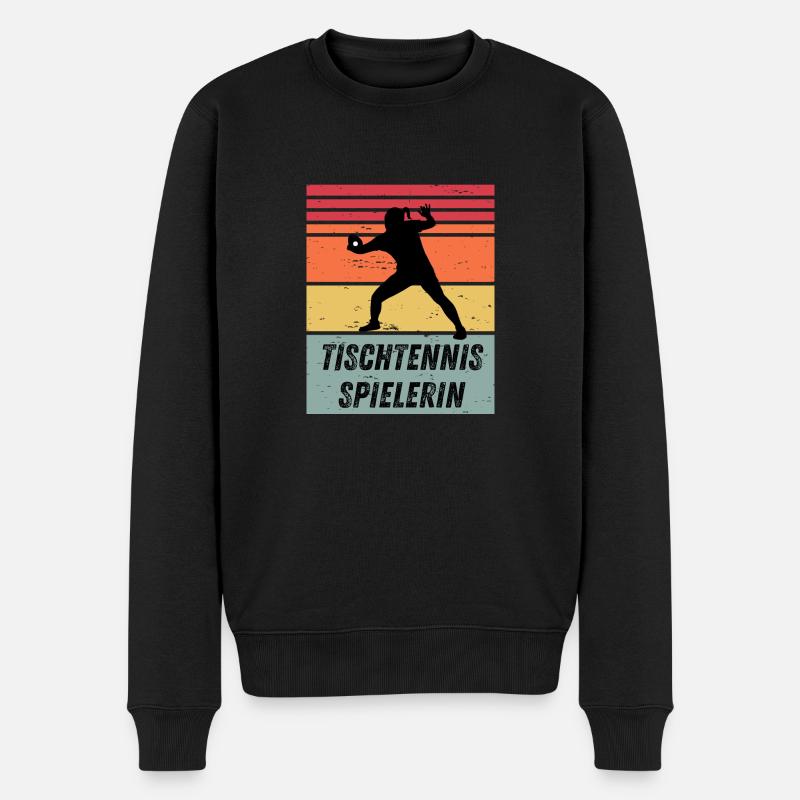 Tischtennisspielerin - Männer Premium Bio Pullover - Schwarz