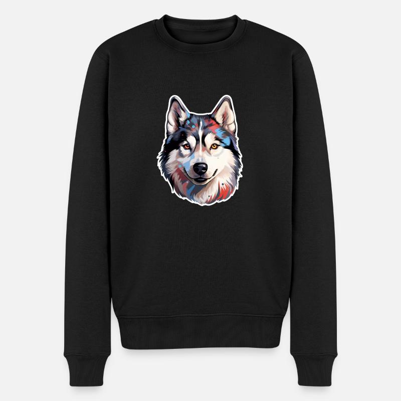 Siberian Husky - Männer Premium Bio Pullover - Schwarz