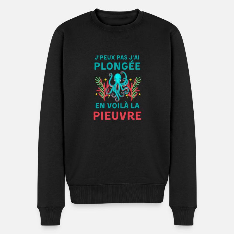 Plongée sous marine pieuvre - Pull Premium bio Homme - noir