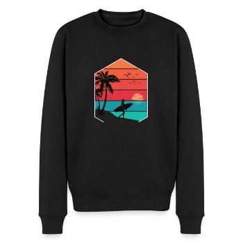 Plage surf été - Pull Premium bio Homme - noir - Devant - Nico (187cm)