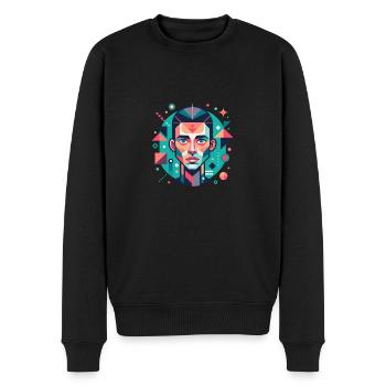 Geometric Face Portrait - Men's Premium Organic Jumper - black - Front - Nico (187cm)