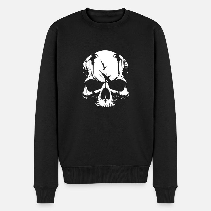 Totenkopf Pirat Rebell - Männer Premium Bio Pullover - Schwarz
