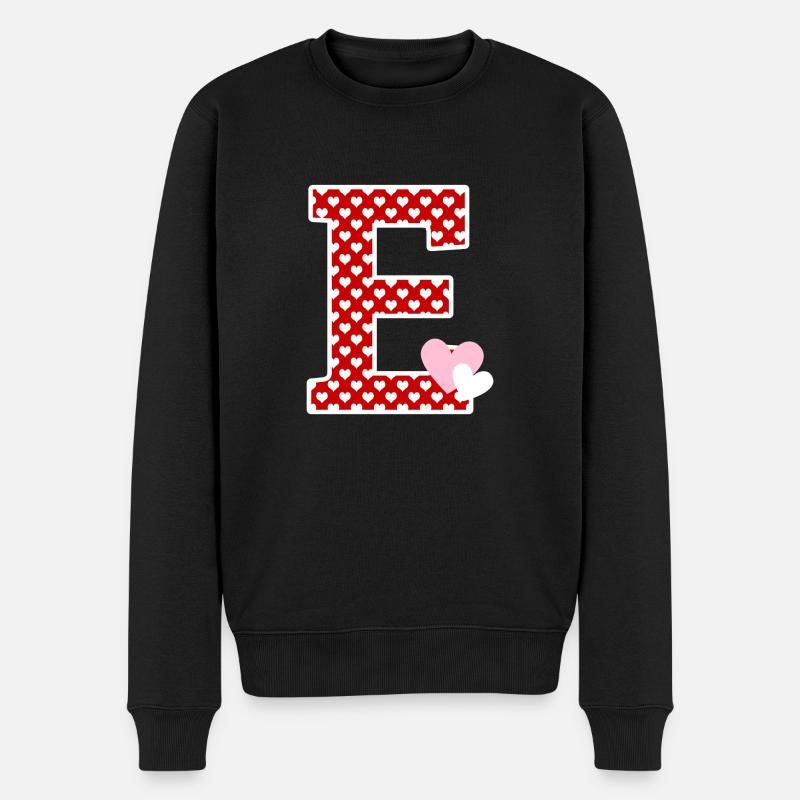 Lettre E cœur - Pull Premium bio Homme - noir