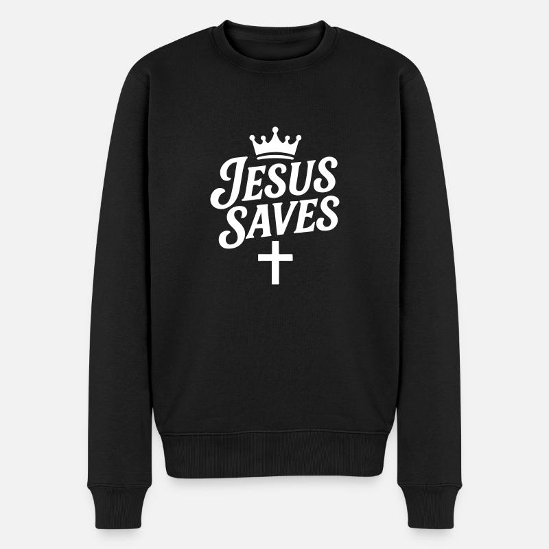 Jésus sauve la croix - Pull Premium bio Homme - noir
