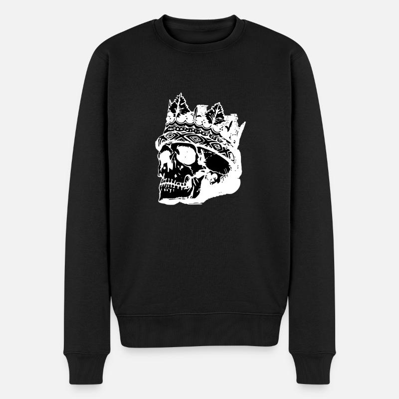 Crâne avec la couronne - Pull Premium bio Homme - noir
