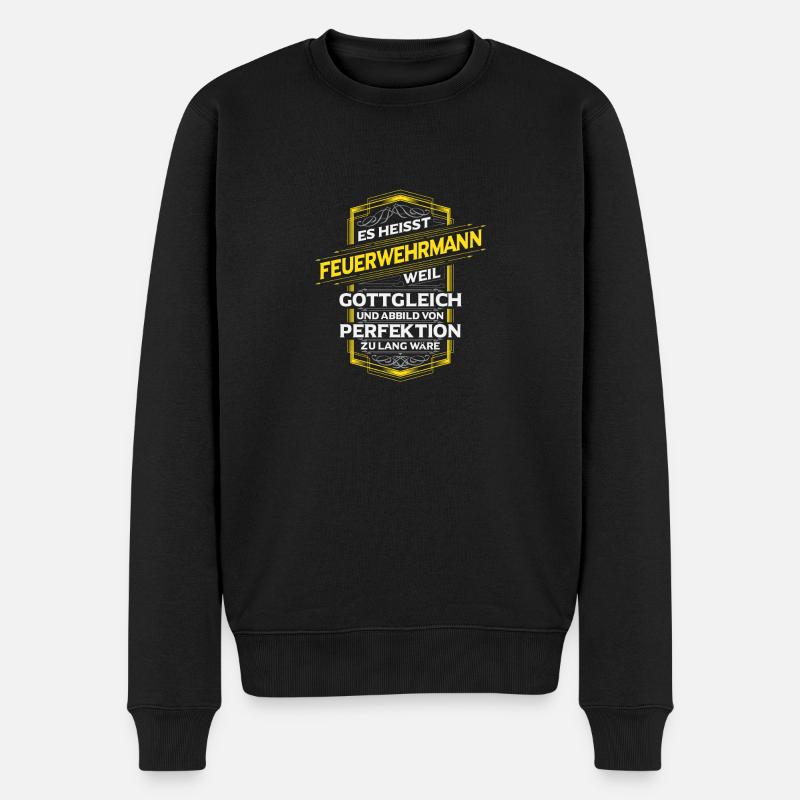 Feuerwehrmann - Männer Premium Bio Pullover - Schwarz