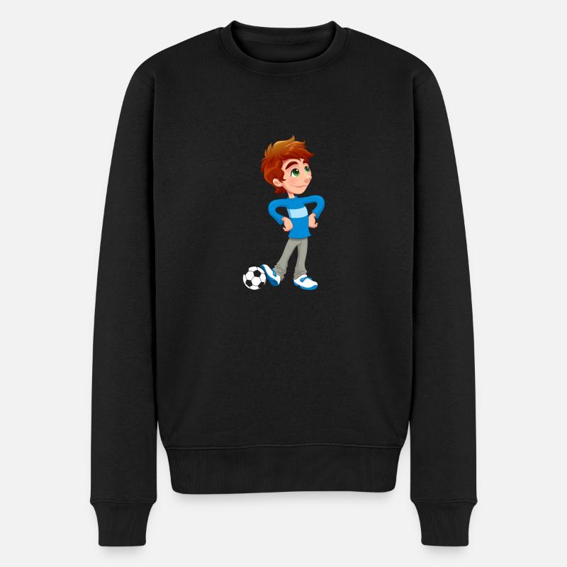Boy Soccer Player - Männer Premium Bio Pullover - Schwarz