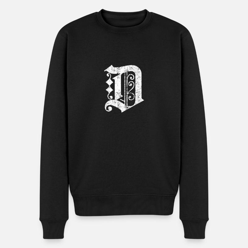 Detroit T Shirt Graphic D Distressed - Männer Premium Bio Pullover - Schwarz
