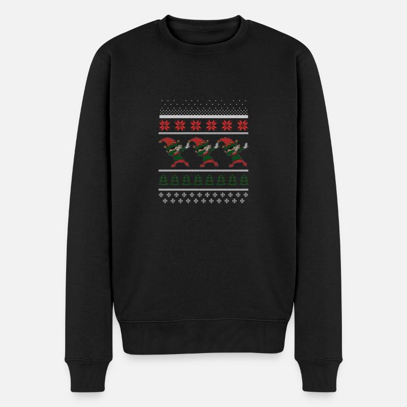 Christmas Elf Ugly Shirt - Männer Premium Bio Pullover - Schwarz