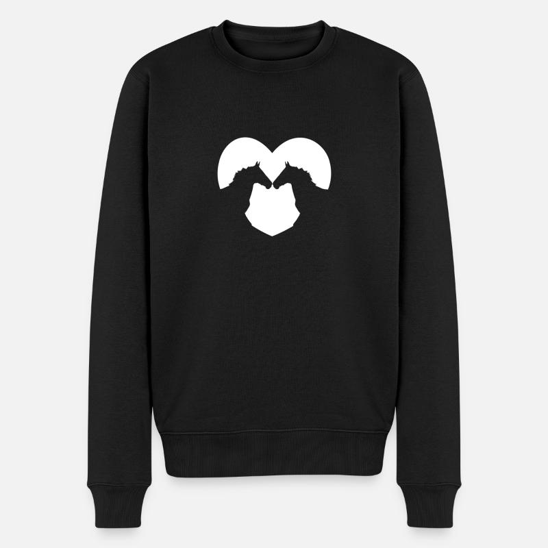 Chevaux coeur - coeur de cheval - Pull Premium bio Homme - noir