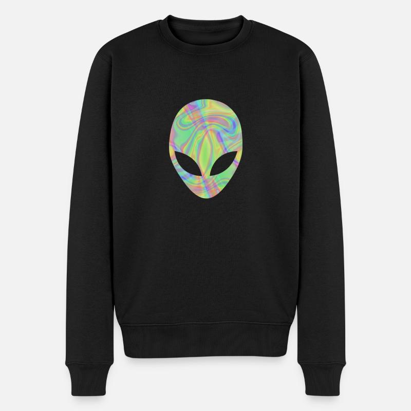 Alien Head Extra Terrestrial Green Hologram - Männer Premium Bio Pullover - Schwarz