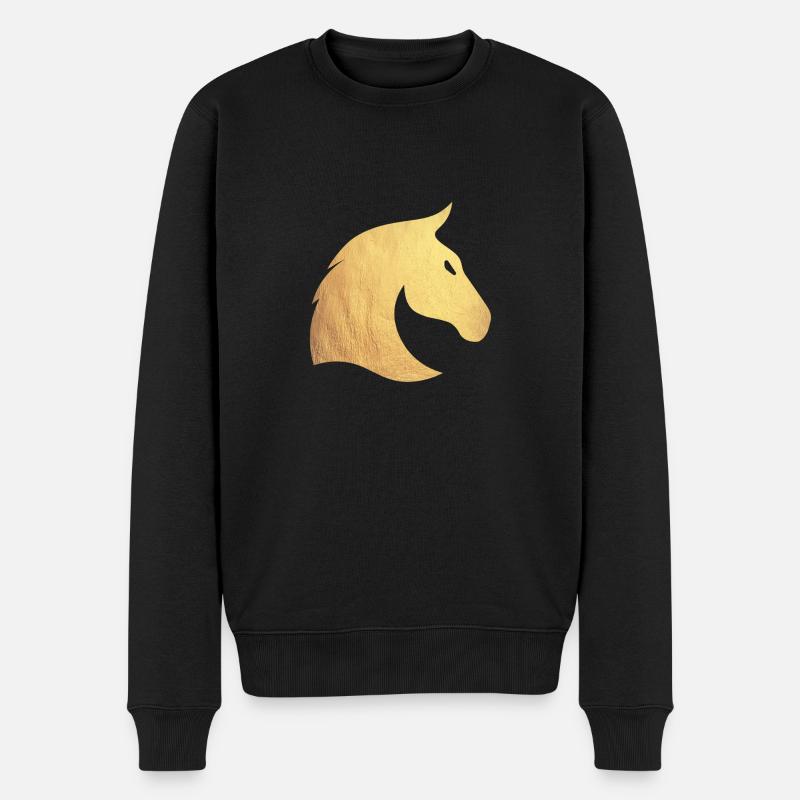 Goldenes Pferd - Männer Premium Bio Pullover - Schwarz