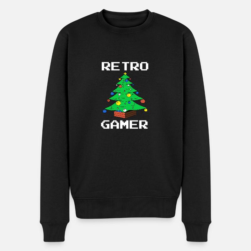 Retro Gamer - Männer Premium Bio Pullover - Schwarz