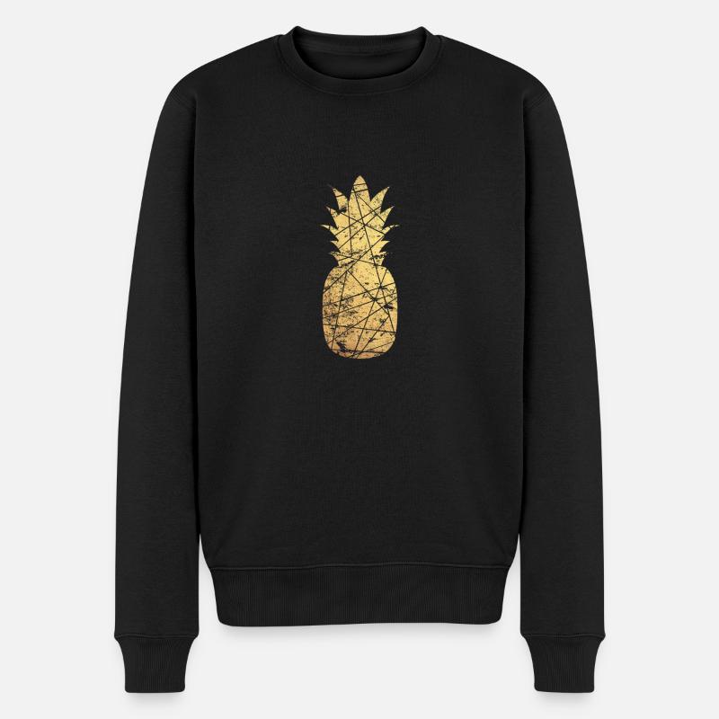 gold ananas - Männer Premium Bio Pullover - Schwarz