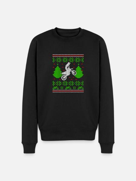 dirtbike motorcross ugly christmas - Men's Premium Organic Jumper - black