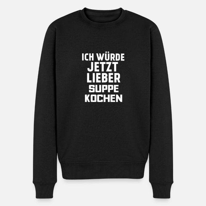SUPPE KOCHEN - Männer Premium Bio Pullover - Schwarz