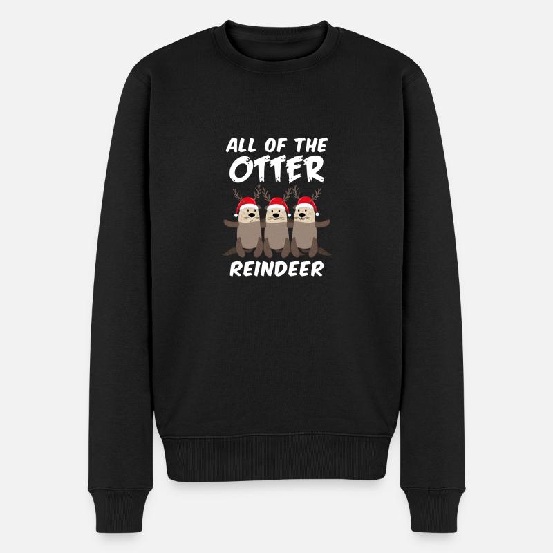 All the otter Reindeer Geschenk Weihnachten - Männer Premium Bio Pullover - Schwarz