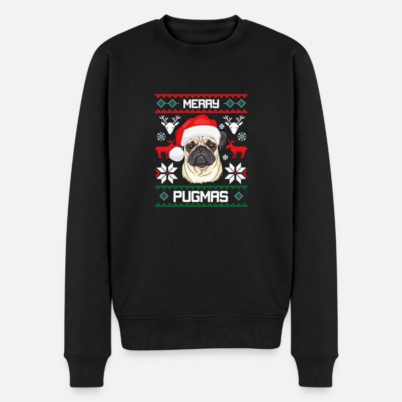 Joyeux Noël Pugmas drôle Pug laid Pull - Pull Premium bio Homme - noir
