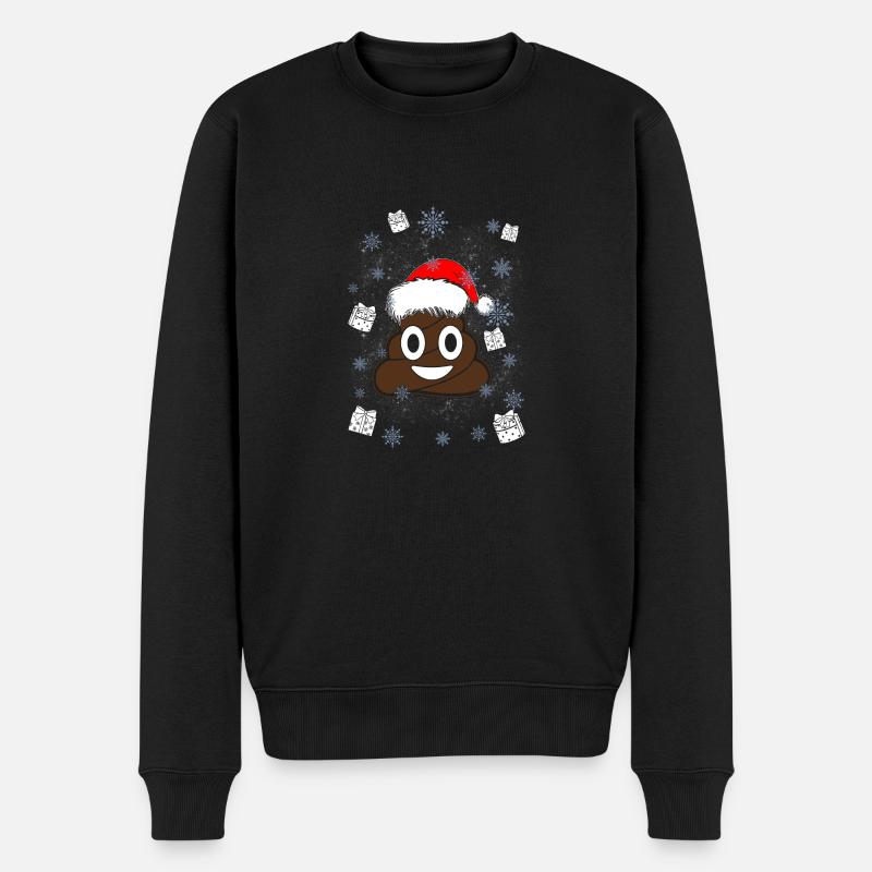 Poop Emoticon Santa Weihnachten Geschenk - Männer Premium Bio Pullover - Schwarz