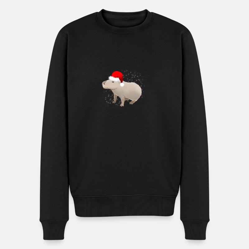 Capybara mit Santa Hat Merry Christmas Holiday - Männer Premium Bio Pullover - Schwarz
