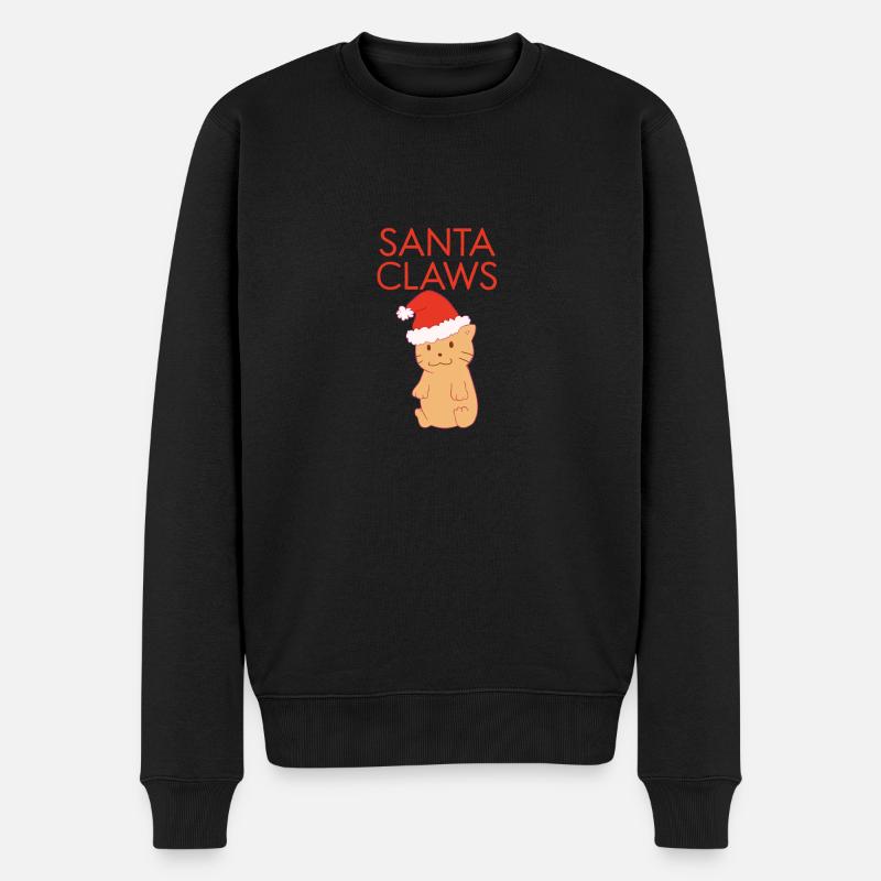 Lustige Santa Claws Cute Cat Frohe Weihnachten Ironic - Männer Premium Bio Pullover - Schwarz