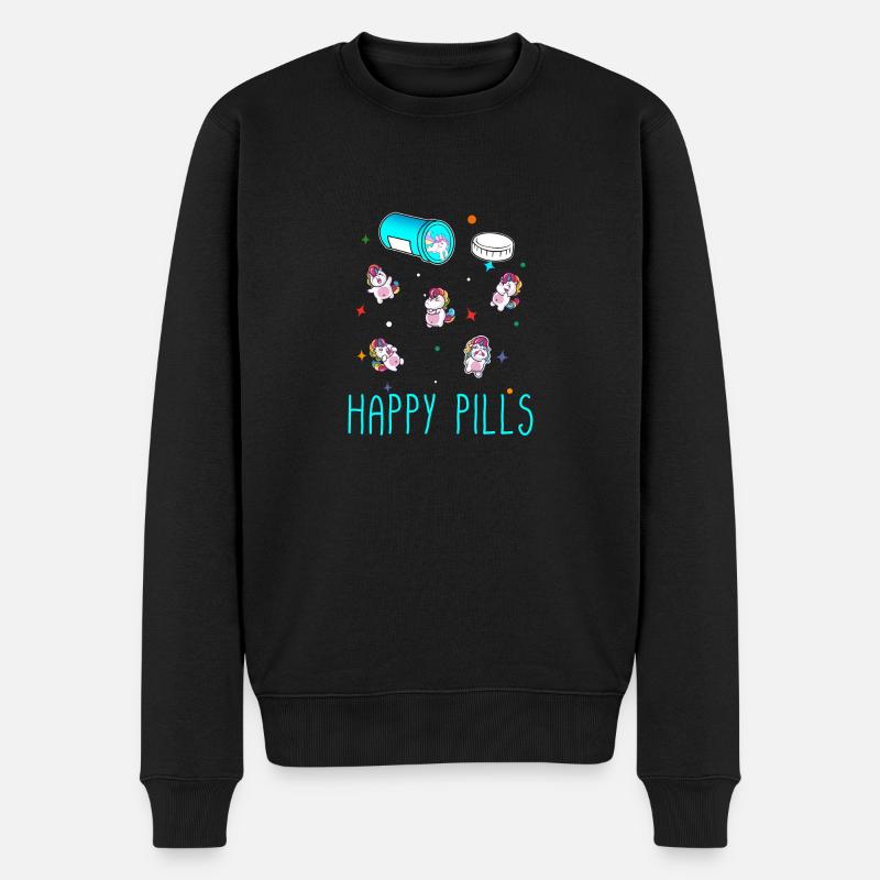 Happy Pills - Männer Premium Bio Pullover - Schwarz