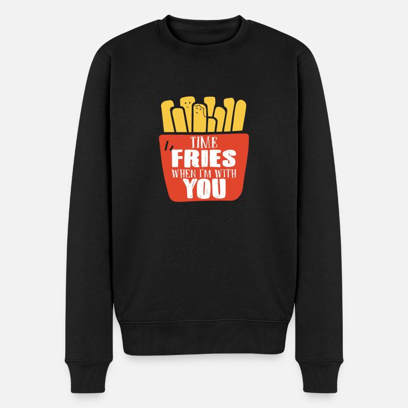 Time Fries with you | Zeit steht still - Männer Premium Bio Pullover - Schwarz